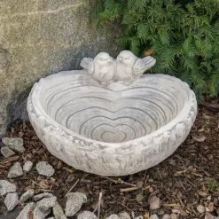 Gartendekoparadies Belle|Animaux-Abreuvoir en forme de coeur avec oiseaux