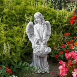 Gartendekoparadies Enfants & Anges-Adorable ange avec panier de fleurs