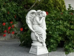 Gartendekoparadies Enfants & Anges-Ange rêveur sur socle