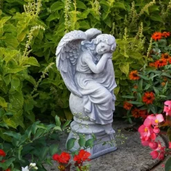 Gartendekoparadies Enfants & Anges-Ange rêveur sur socle