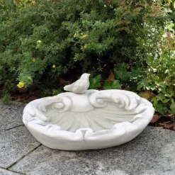 Gartendekoparadies Belle|Animaux-Bain d'oiseau sous forme de feuille