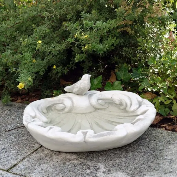 Gartendekoparadies Belle|Animaux-Bain d'oiseau sous forme de feuille