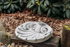 Gartendekoparadies Belle|Animaux-Bain d'oiseau sous forme de feuille