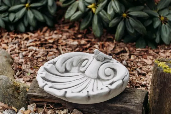 Gartendekoparadies Belle|Animaux-Bain d'oiseau sous forme de feuille