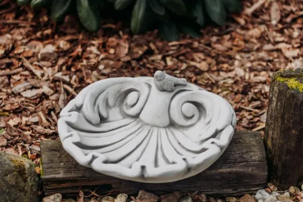 Gartendekoparadies Belle|Animaux-Bain d'oiseau sous forme de feuille