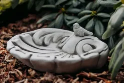 Gartendekoparadies Belle|Animaux-Bain d'oiseau sous forme de feuille
