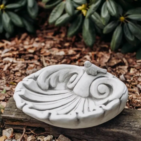Gartendekoparadies Belle|Animaux-Bain d'oiseau sous forme de feuille