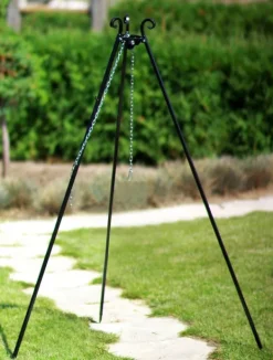 Gartendekoparadies Bols À Feu & Poêles De Jardin-Barbecue 2 Grilles de Cuisson suspendu sur Trépied 180 cm – en acier 70 cm et 40 cm