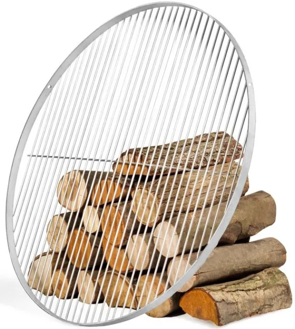 Gartendekoparadies Bols À Feu & Poêles De Jardin-Barbecue 2 Grilles de Cuisson suspendu «TIPI» sur Trépied 210 cm – en acier inox 70 cm et 40 cm