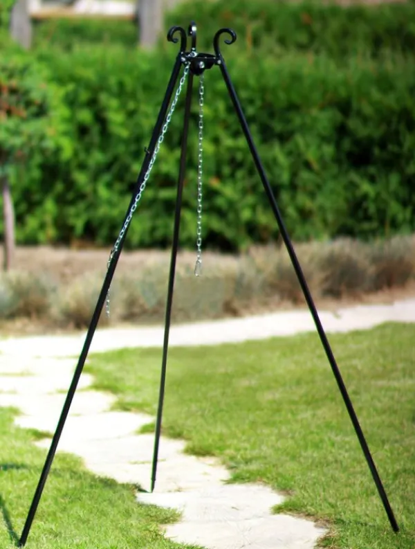 Gartendekoparadies Bols À Feu & Poêles De Jardin-Barbecue 2 Grilles de Cuisson suspendu sur Trépied 180 cm – en acier inox 70 cm et 40 cm