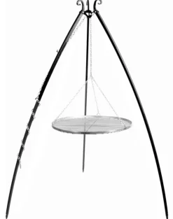 Gartendekoparadies Bols À Feu & Poêles De Jardin-Barbecue Grille de Cuisson suspendu sur Trépied 200 cm – en acier inox 50 cm