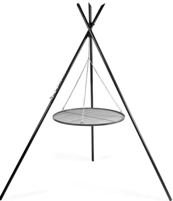 Gartendekoparadies Bols À Feu & Poêles De Jardin-Barbecue Grille de Cuisson suspendu «TIPI» sur Trépied 210 cm – en acier 50 cm
