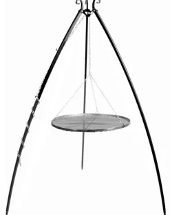 Gartendekoparadies Bols À Feu & Poêles De Jardin-Barbecue Grille de Cuisson suspendu sur Trépied 200 cm – en acier 50 cm