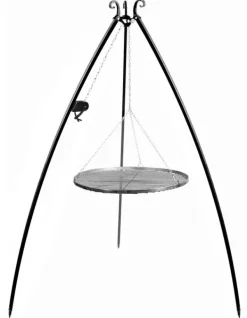 Gartendekoparadies Bols À Feu & Poêles De Jardin-Barbecue Grille de Cuisson suspendu sur Trépied 200 cm – en acier 50 cm avec moulinet
