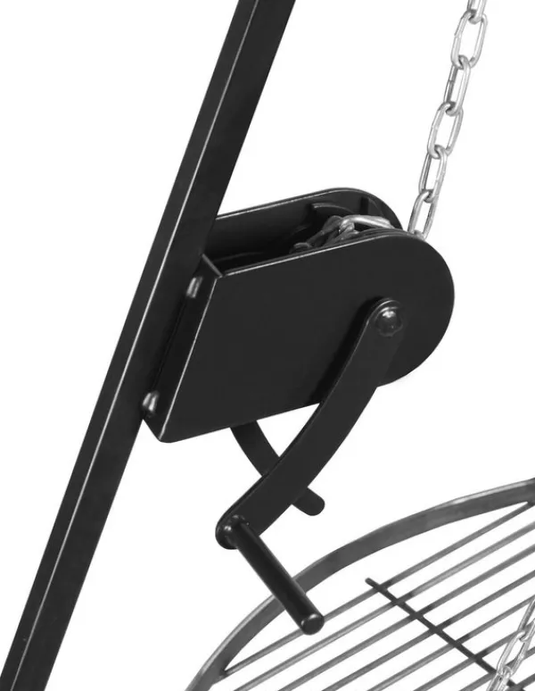 Gartendekoparadies Bols À Feu & Poêles De Jardin-Barbecue Grille de Cuisson suspendu sur Trépied 180 cm – en acier avec moulinet