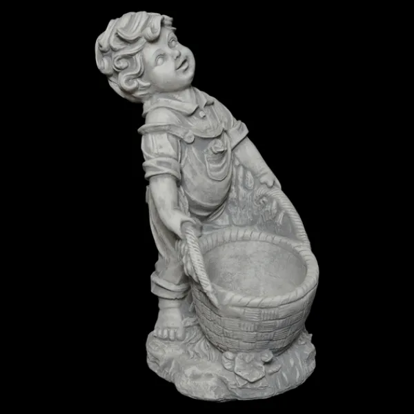 Gartendekoparadies Enfants & Anges|Jardinières-Beau garçon avec un panier de plantes