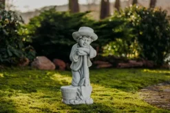 Gartendekoparadies Enfants & Anges-Boy Figurine with Flowerpot