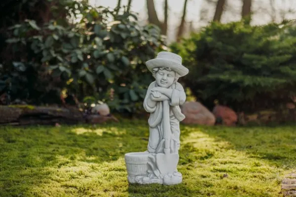 Gartendekoparadies Enfants & Anges-Boy Figurine with Flowerpot