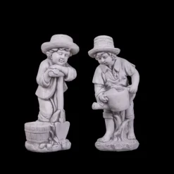 Gartendekoparadies Enfants & Anges-Boy Figurine with Flowerpot