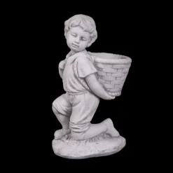 Gartendekoparadies Enfants & Anges-Boy Figurine with Plant Basket
