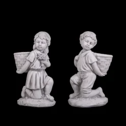 Gartendekoparadies Enfants & Anges-Boy Figurine with Plant Basket