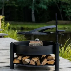 Gartendekoparadies Bols À Feu & Poêles De Jardin-Braséro de jardin avec grille multifonctionnel «MONTANA X» de la grille 60 cm