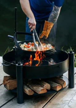 Gartendekoparadies Bols À Feu & Poêles De Jardin-Braséro de jardin avec grille multifonctionnel «MONTANA X» de la grille 60 cm