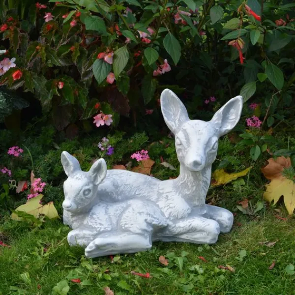 Gartendekoparadies Animaux-Cerf couché avec faon