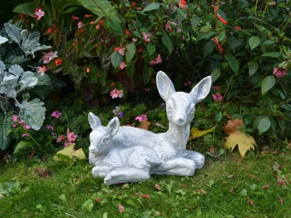 Gartendekoparadies Animaux-Cerf couché avec faon