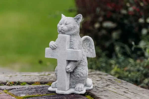 Gartendekoparadies Animaux-Chat ange avec croix