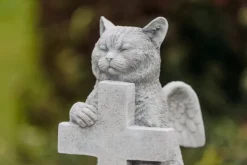 Gartendekoparadies Animaux-Chat ange avec croix