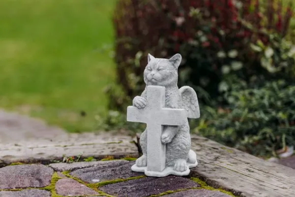Gartendekoparadies Animaux-Chat ange avec croix