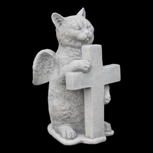 Gartendekoparadies Animaux-Chat ange avec croix