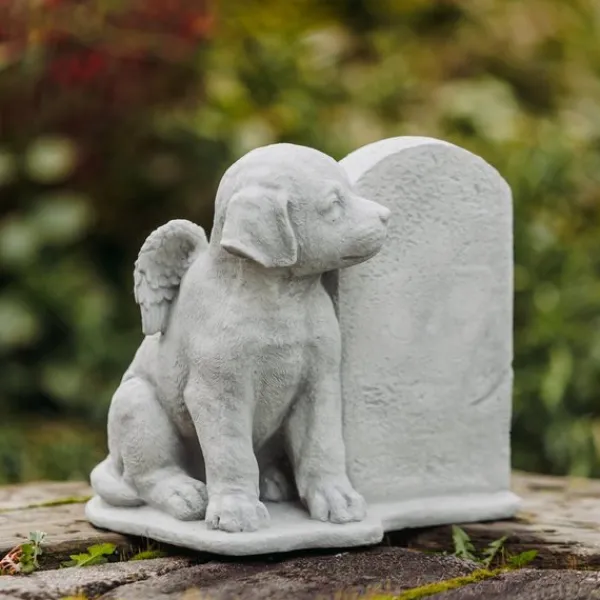 Gartendekoparadies Animaux-Chien ange avec pierre tombale