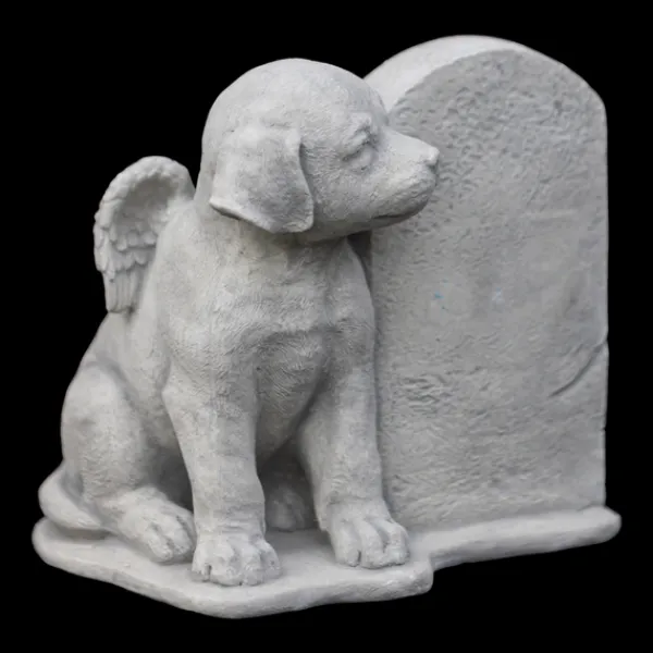 Gartendekoparadies Animaux-Chien ange avec pierre tombale