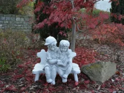 Gartendekoparadies Enfants & Anges-Chiffres de fille et de garçon sur le banc
