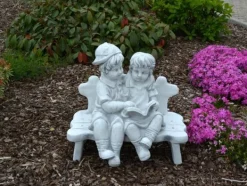 Gartendekoparadies Enfants & Anges-Chiffres de fille et de garçon sur le banc