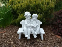 Gartendekoparadies Enfants & Anges-Chiffres de fille et de garçon sur le banc