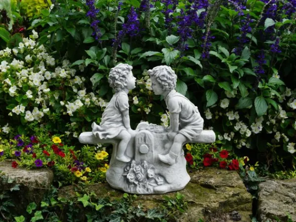 Gartendekoparadies Enfants & Anges-Chiffres de garçon et de fille sur la balançoire
