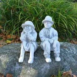 Gartendekoparadies Figures & Statues-Couple drôle méditant sur le banc