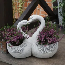 Gartendekoparadies Animaux|Jardinières-Cygnes avec pot de fleurs