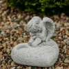 Gartendekoparadies Belle|Enfants & Anges-Décoration funéraire en forme de coeur avec ange