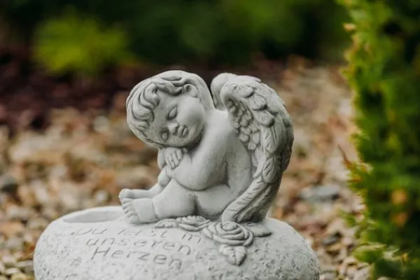 Gartendekoparadies Belle|Enfants & Anges-Décoration funéraire en forme de coeur avec ange
