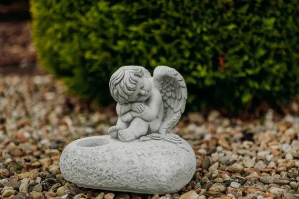 Gartendekoparadies Belle|Enfants & Anges-Décoration funéraire en forme de coeur avec ange