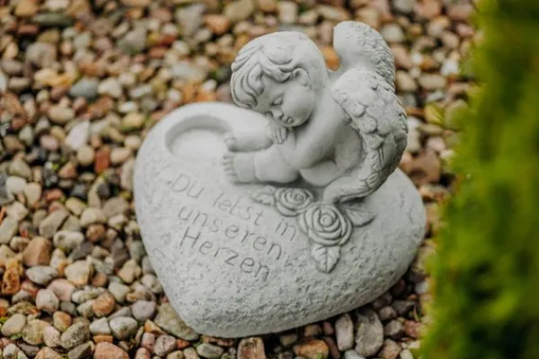 Gartendekoparadies Belle|Enfants & Anges-Décoration funéraire en forme de coeur avec ange