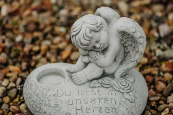 Gartendekoparadies Belle|Enfants & Anges-Décoration funéraire en forme de coeur avec ange
