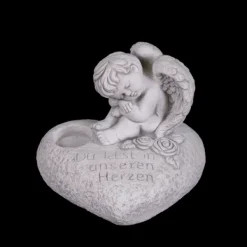 Gartendekoparadies Belle|Enfants & Anges-Décoration funéraire en forme de coeur avec ange