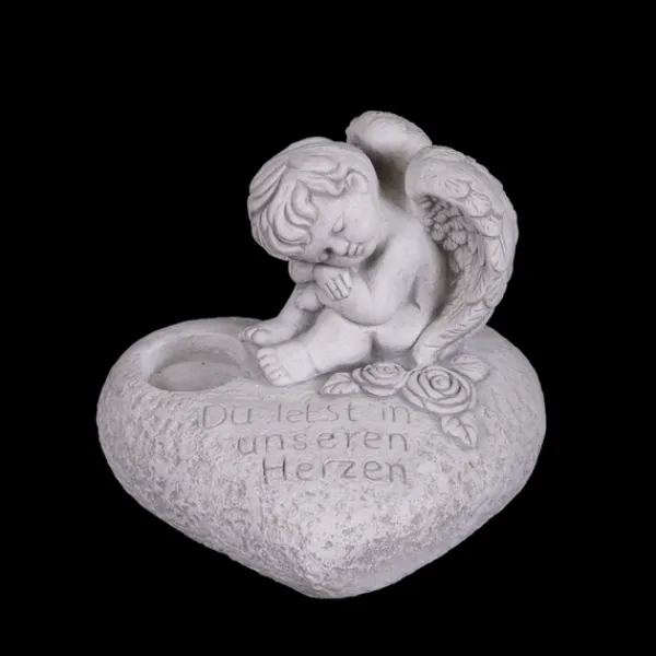 Gartendekoparadies Belle|Enfants & Anges-Décoration funéraire en forme de coeur avec ange