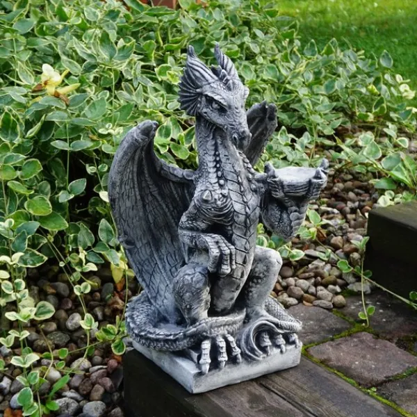 Gartendekoparadies Animaux-dragon sur un piédestal