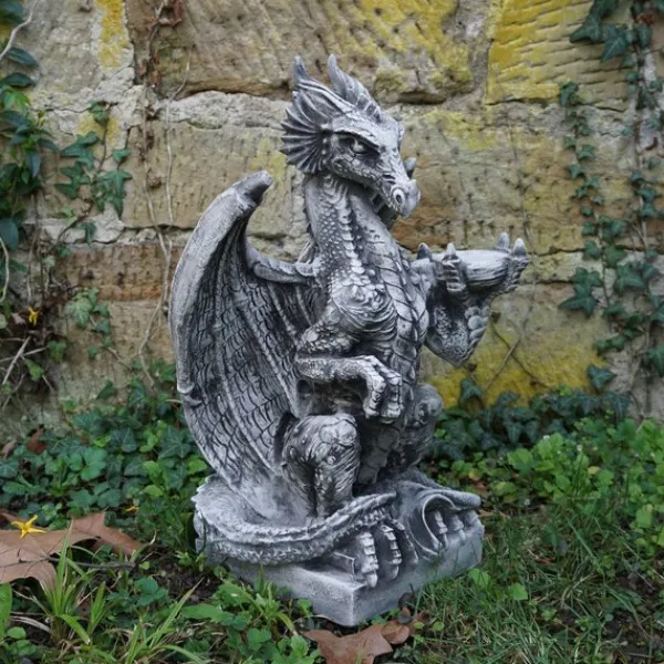 Gartendekoparadies Animaux-dragon sur un piédestal